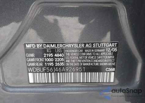 2006 Mercedes-Benz E 350 z USA, uszkodzony, nr VIN WDBUF56J46A926951